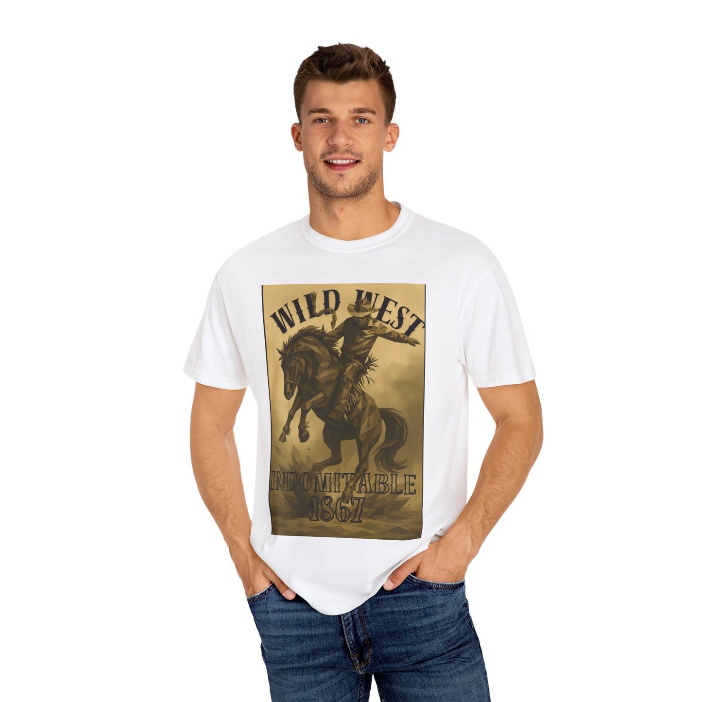 Wild West Unisex Garment-Dyed T-shirt | Western Rider Tee, Vintage Style, Cowboy Apparel, Gift for Horse Lovers, Casual Wear
