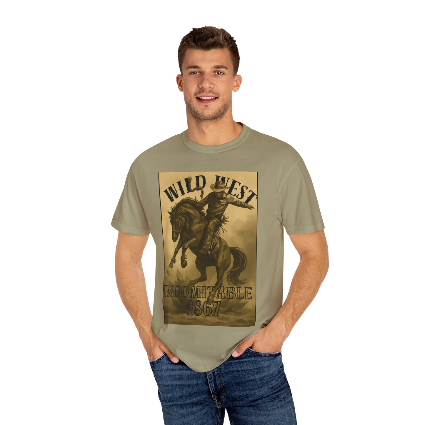 Wild West Unisex Garment-Dyed T-shirt | Western Rider Tee, Vintage Style, Cowboy Apparel, Gift for Horse Lovers, Casual Wear
