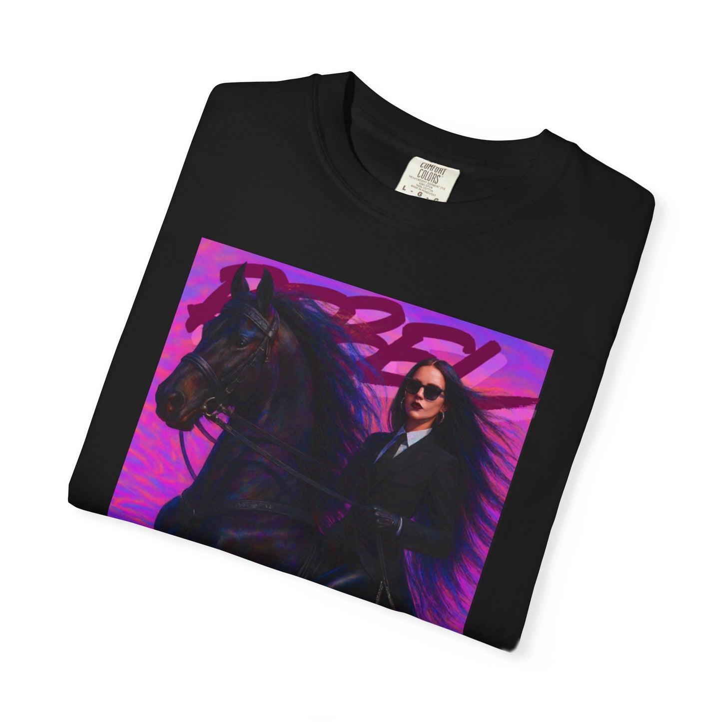 Rebel Equestrian Unisex Garment-Dyed T-shirt, Edgy Graphic Tee, Aesthetic Apparel, Gift for Horse Lovers, Festival Fashion, Unique Vibe