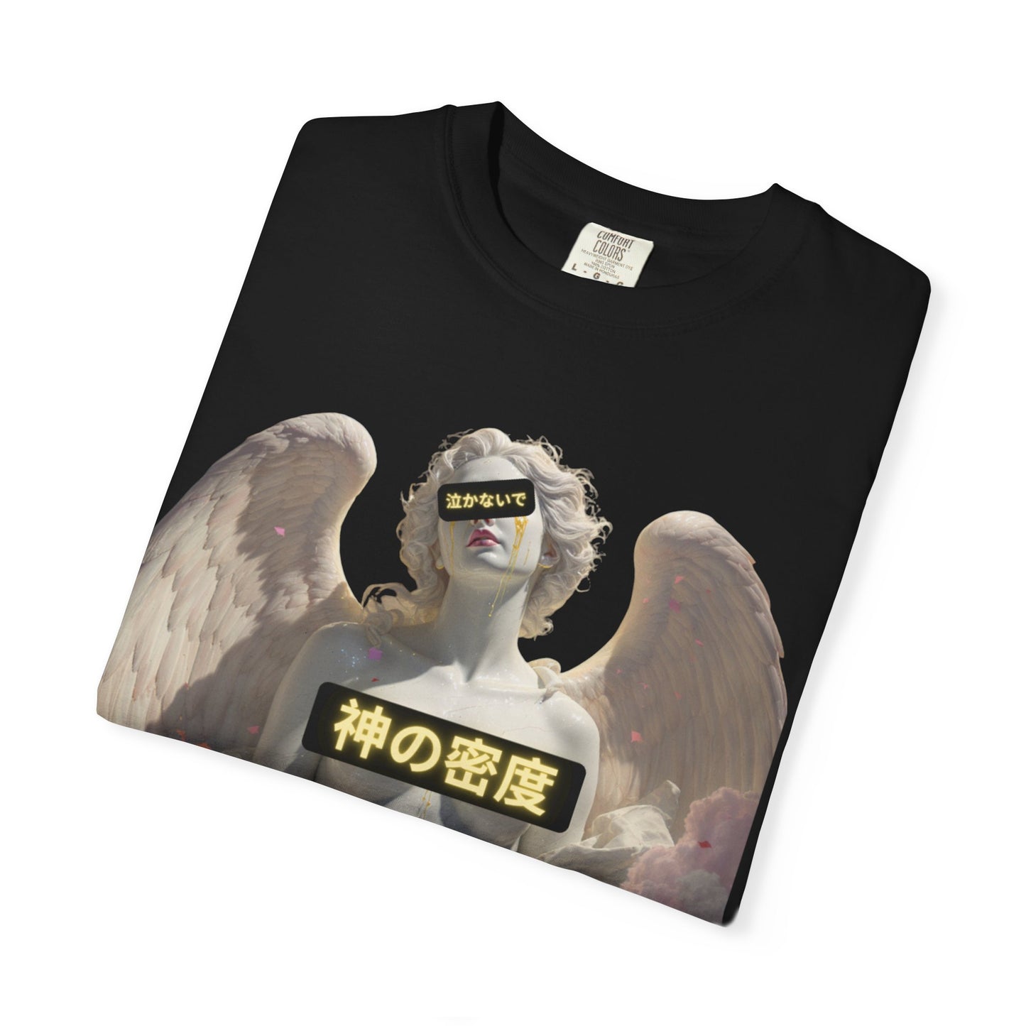 Garment-Dyed Graphic Tee with Angel Design, Casual Wear, Unisex Fashion, Streetwear, Gift for Anime Lovers, Trendy T-Shirt
