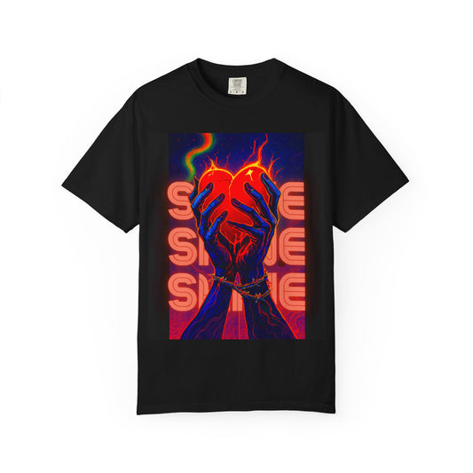 Vibrant Heart Art T-Shirt | Unisex Gift for Music Lovers, Festival Wear, Casual Streetwear, Unique Graphic Tee