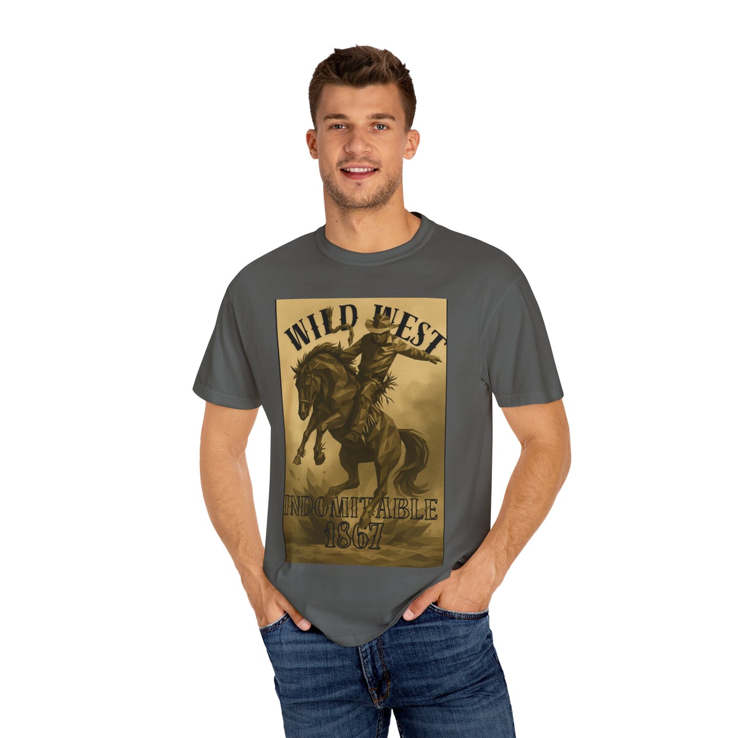 Wild West Unisex Garment-Dyed T-shirt | Western Rider Tee, Vintage Style, Cowboy Apparel, Gift for Horse Lovers, Casual Wear