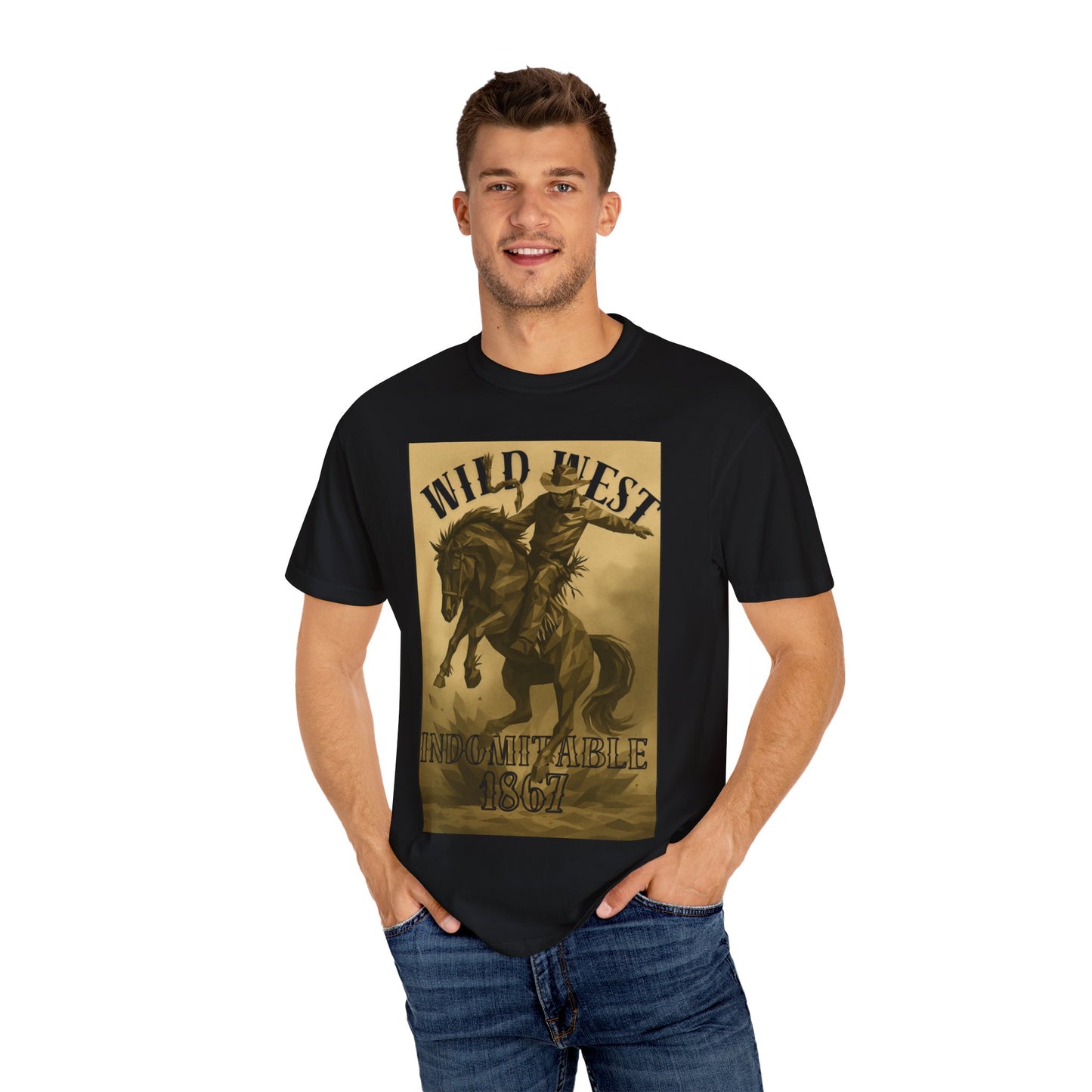Wild West Unisex Garment-Dyed T-shirt | Western Rider Tee, Vintage Style, Cowboy Apparel, Gift for Horse Lovers, Casual Wear