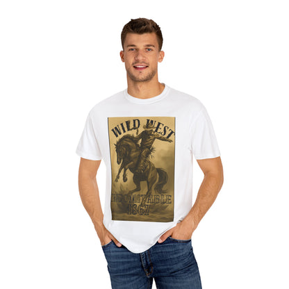 Wild West Unisex Garment-Dyed T-shirt | Western Rider Tee, Vintage Style, Cowboy Apparel, Gift for Horse Lovers, Casual Wear