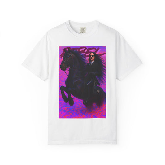 Rebel Equestrian Unisex Garment-Dyed T-shirt, Edgy Graphic Tee, Aesthetic Apparel, Gift for Horse Lovers, Festival Fashion, Unique Vibe