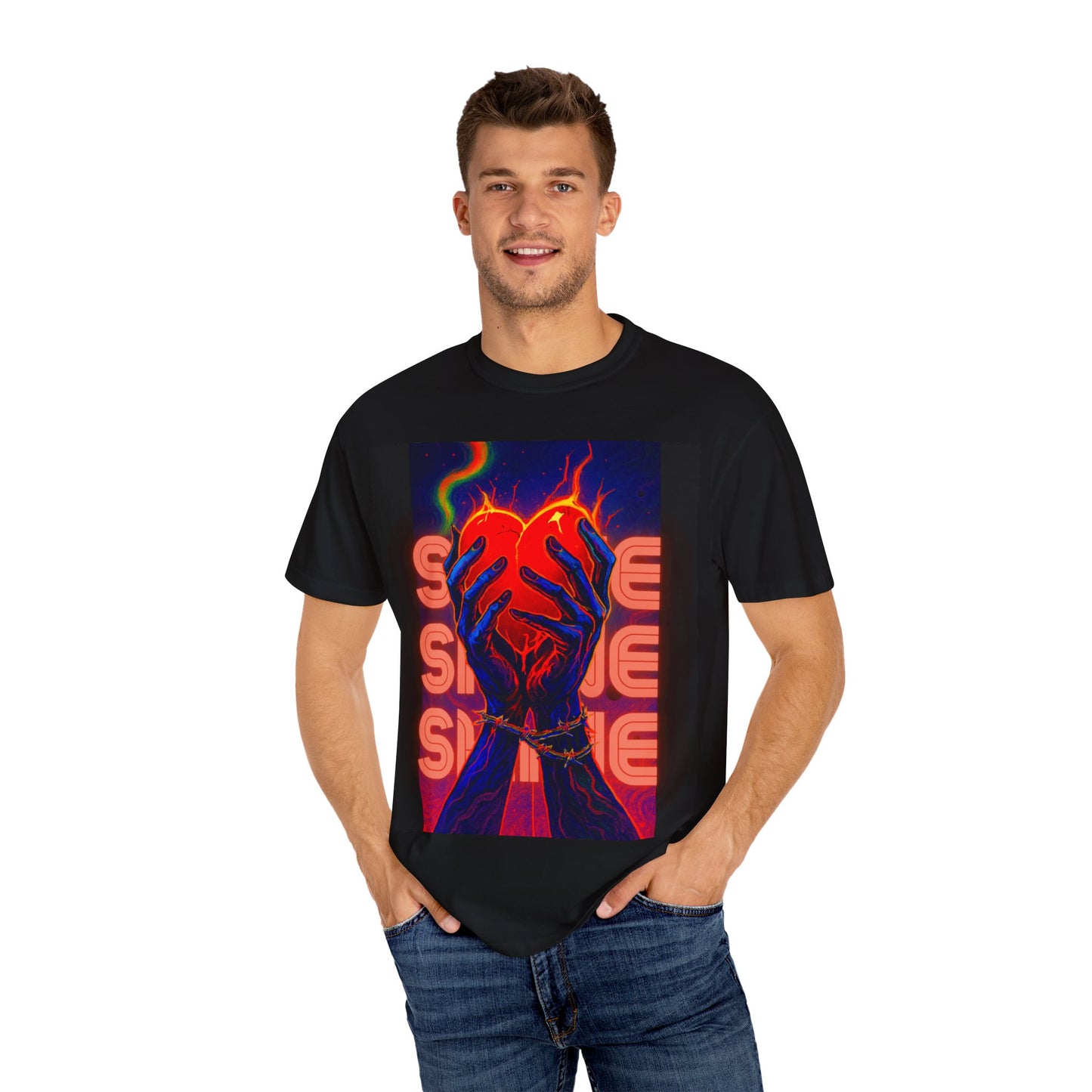 Vibrant Heart Art T-Shirt | Unisex Gift for Music Lovers, Festival Wear, Casual Streetwear, Unique Graphic Tee