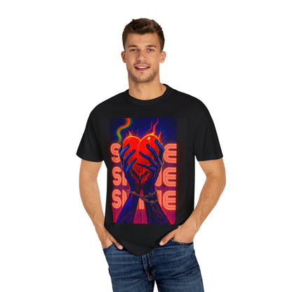 Vibrant Heart Art T-Shirt | Unisex Gift for Music Lovers, Festival Wear, Casual Streetwear, Unique Graphic Tee