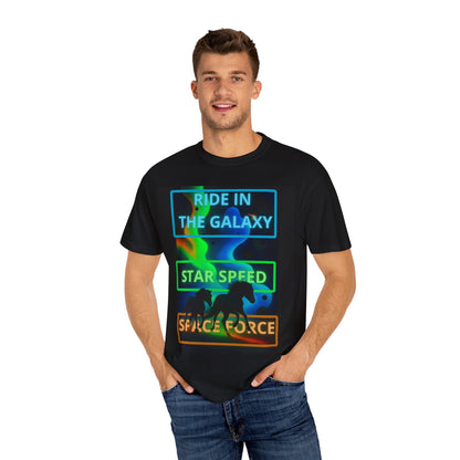 Galactic Ride T-Shirt, Cool Graphic Tee, Space Force Apparel, Unisex Casual Shirt, Unique Gift for Sci-fi Lovers