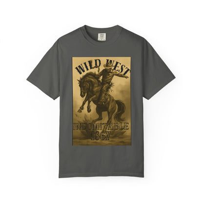 Wild West Unisex Garment-Dyed T-shirt | Western Rider Tee, Vintage Style, Cowboy Apparel, Gift for Horse Lovers, Casual Wear