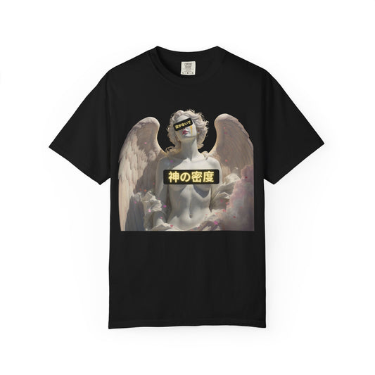 Garment-Dyed Graphic Tee with Angel Design, Casual Wear, Unisex Fashion, Streetwear, Gift for Anime Lovers, Trendy T-Shirt
